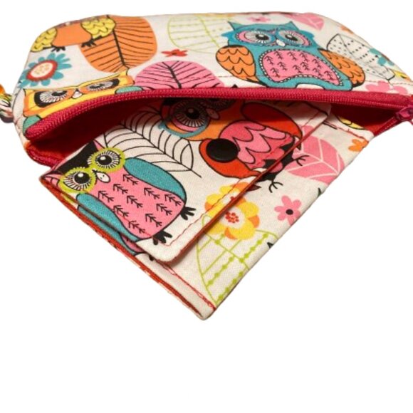 4 Piece Set Small Everything Pouch, Key fob, Coin Purse & Card holder Owl Red - Picture 6 of 7